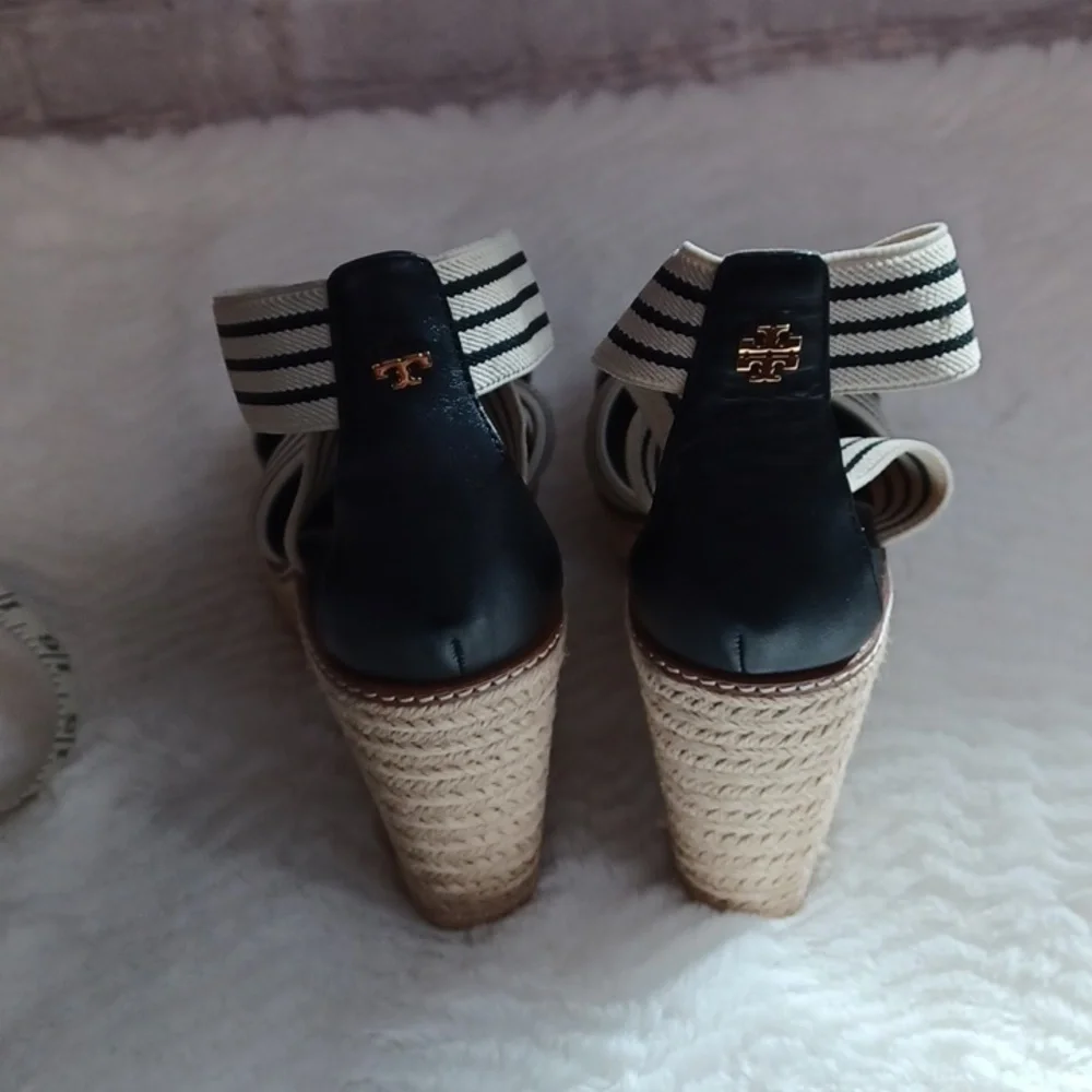 Tory Burch Blue & Cream Womans Platform Sandals Sz 11 M New N…